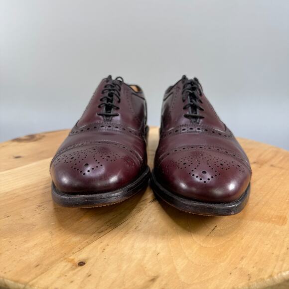 Allen Edmonds Strand Mens Size 10.5 B Burgundy Leather Cap Toe Oxford Shoes USA - Picture 2 of 10